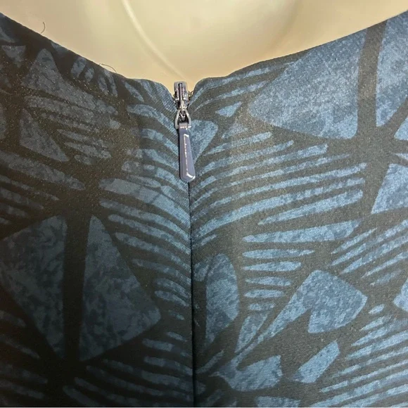 100% SilkVintage Y2K Lauren Ralph Lauren Navy Blue Abstract Patterned Maxi Dress - Picture 4 of 7